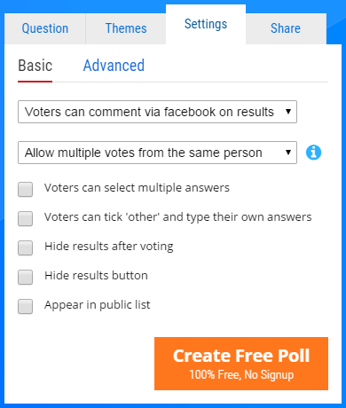 Poll Settings Basic Poll Maker Help Guide