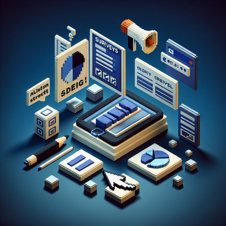 Artistic 3D voxel representing advertising research survey visuals