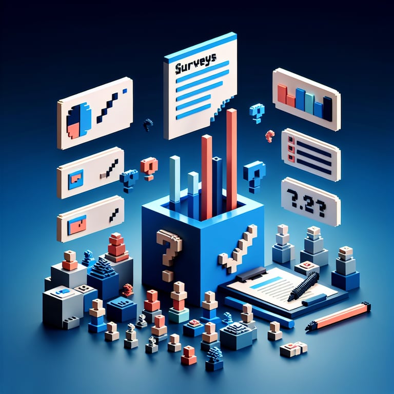 Artistic 3D voxel of a comprehensive lab survey process