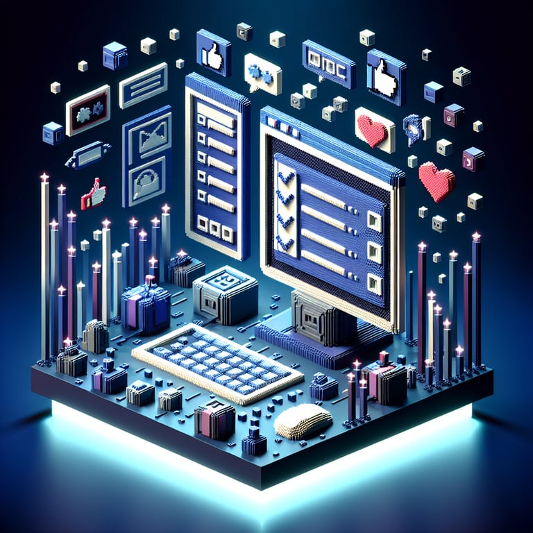 Creative 3D voxel visualization of a social media poll template