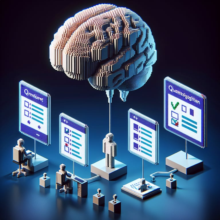 Artistic 3D voxel rendering visualizing cognitive attitude questionnaire