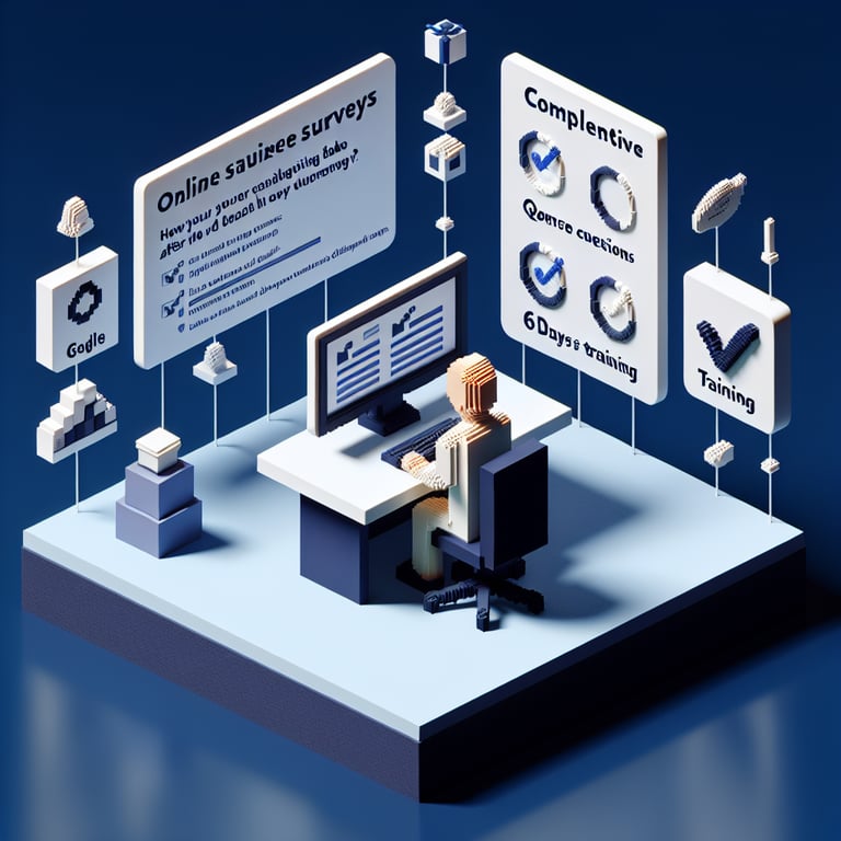 Artistic 3D voxel depiction of a training feedback poll for 60-day post-training survey