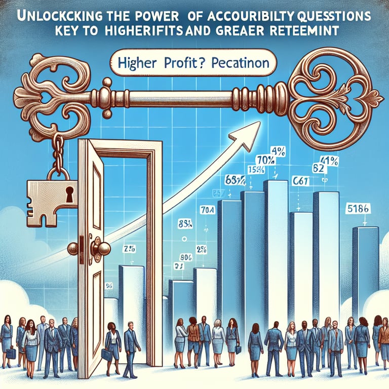 Illustration depicting the impact of accountability survey questions on profits and retention