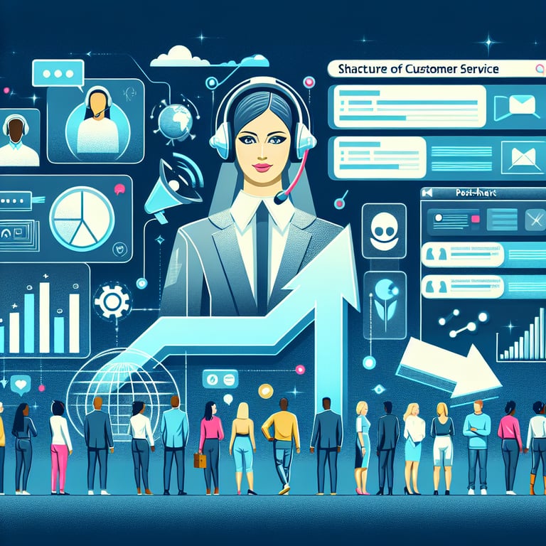 Illustration highlighting key topics in shaping future customer service through Post Chat survey questions.