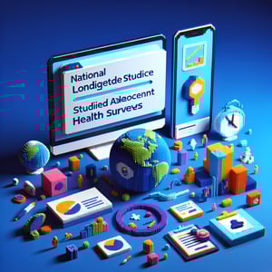 3D voxel art depicting online surveys, symbolizing national longitudinal study of adolescent health.