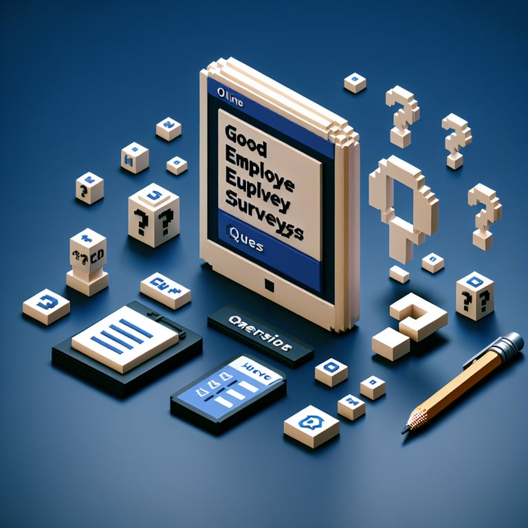 3D voxel art illustrating engaging staff responses in an insightful survey