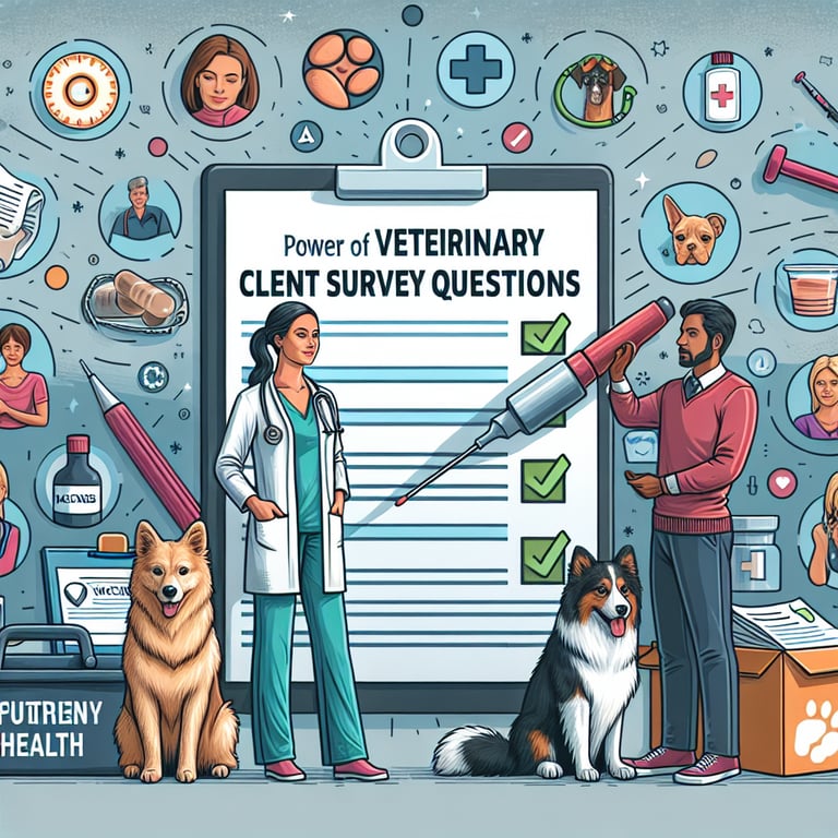 Illustration showcasing the impact of effective Veterinary Client survey questions.