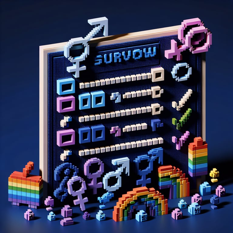 Artistic 3d voxel illustration of an inclusive orientation survey