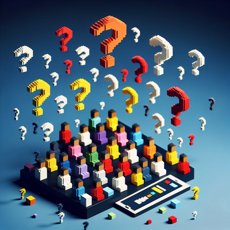 Artistic 3D voxel portrait of a demographic questionnaire