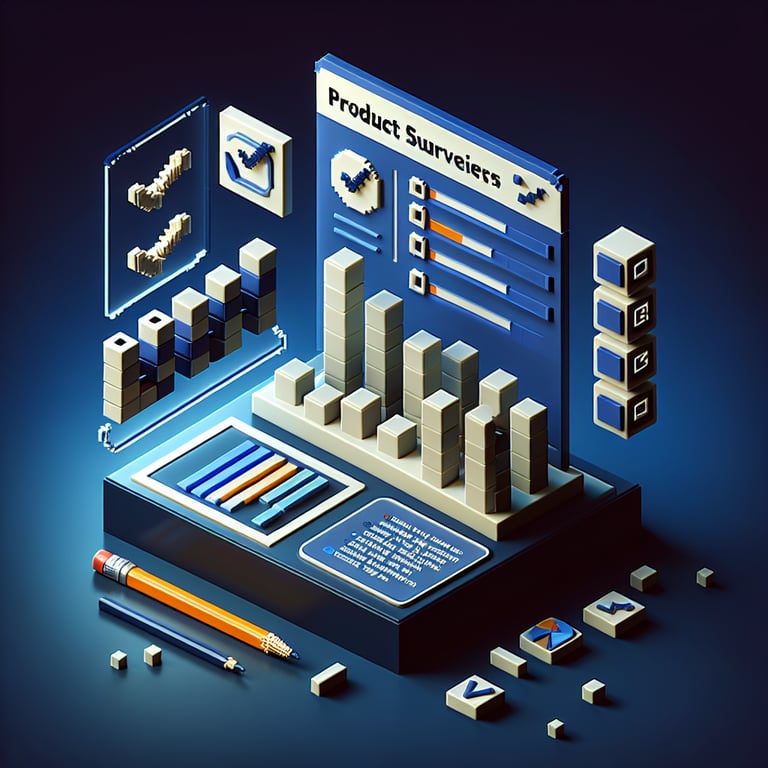 Artistic 3D voxel depicting preliminary product survey trial