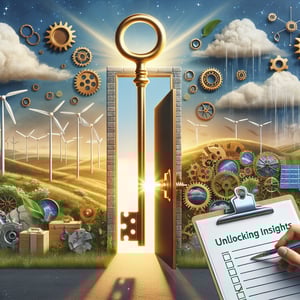 Illustration depicting the process of unlocking insights through Renewable Energy survey questions.