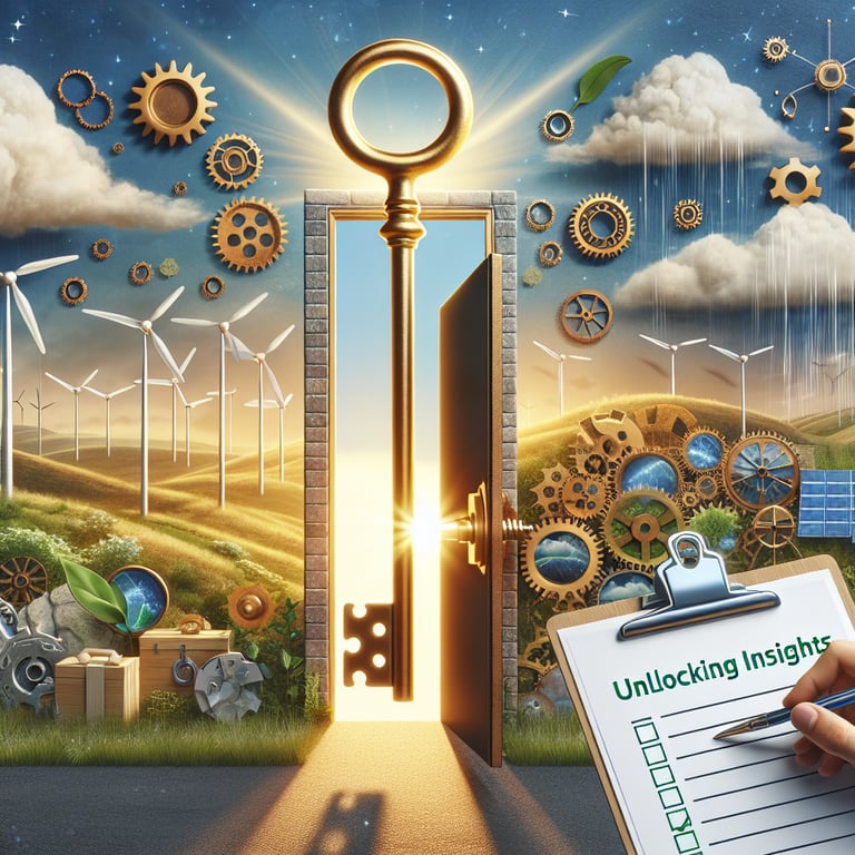 Illustration depicting the process of unlocking insights through Renewable Energy survey questions.