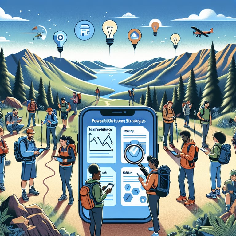 Illustration of outcomes and strategies related to Trail Feedback survey questions.