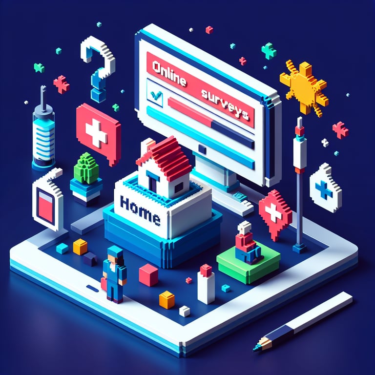 Creative 3D voxel rendering illustrating patient feedback poll