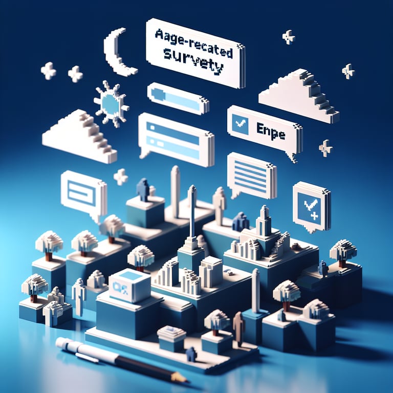 3D voxel art of an interactive age-group poll interface