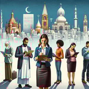 Illustration depicting the process of crafting insightful Religious Affiliation survey questions.