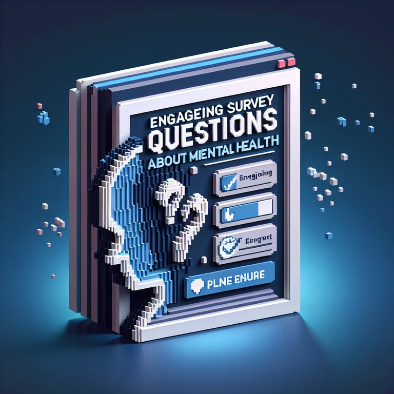3D voxel art illustrating an insightful mental illness questionnaire process