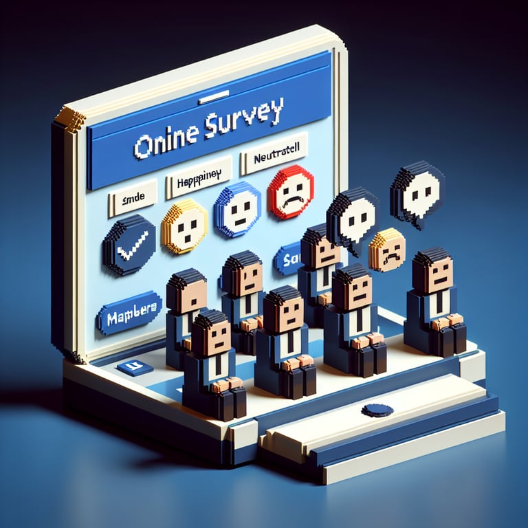 Artistic 3D voxel representing workforce mood assessment