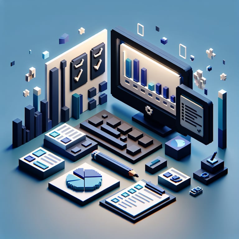 Creative 3D voxel illustration of online covid-19 survey design