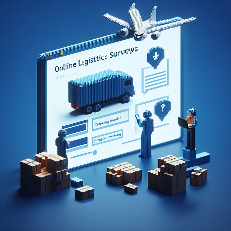 Artistic 3d voxel network symbolizing a logistics survey process.