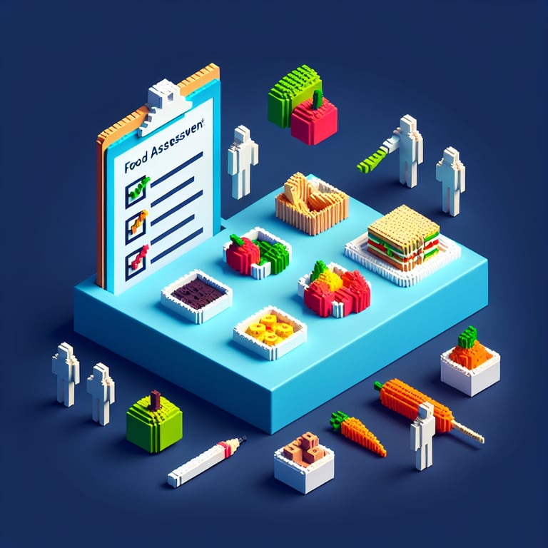 Creative 3D voxel illustrating a culinary assessment survey