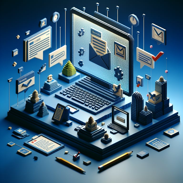3D voxel art illustrating a virtual classroom feedback poll for middle school distance learning