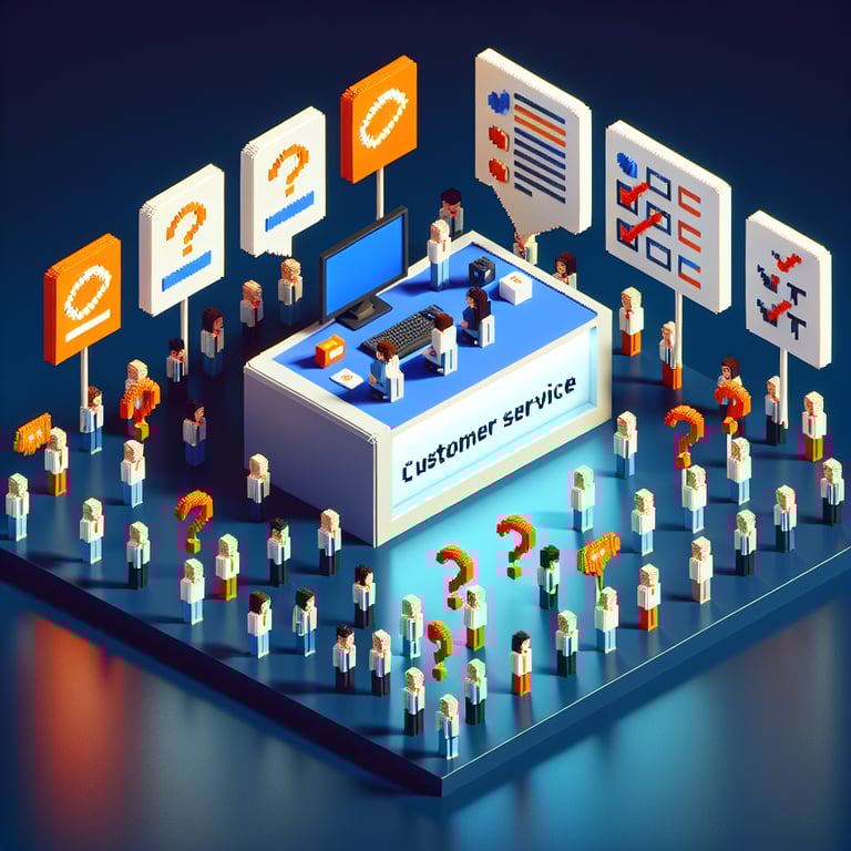 Artistic 3D voxel representation of digital IT help desk feedback survey