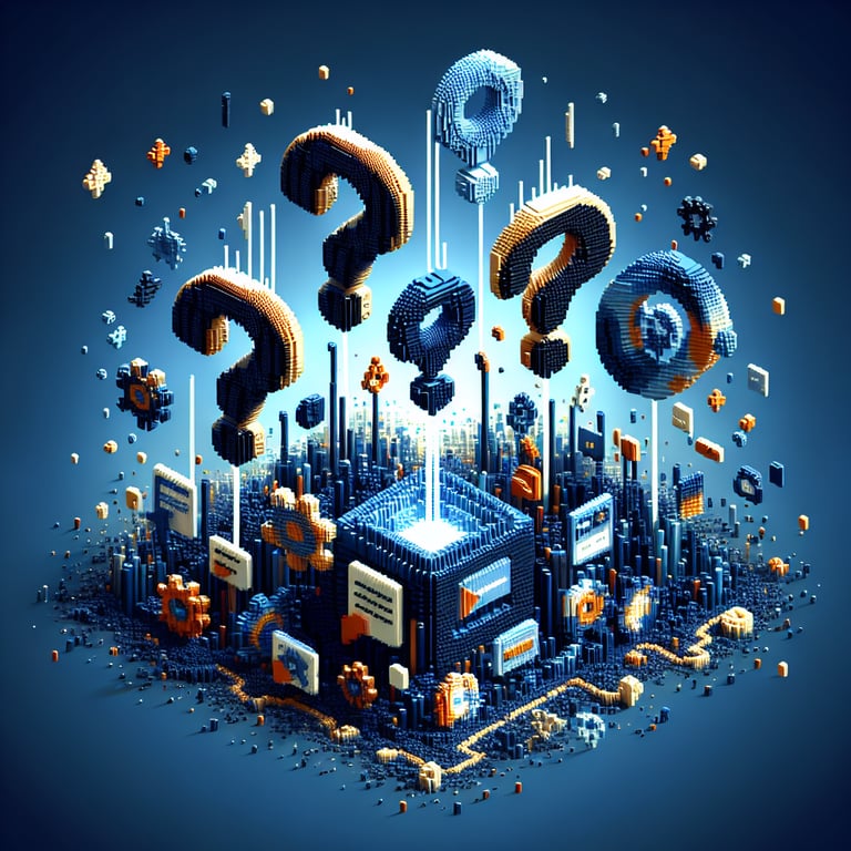 3D voxel art illustrating a confidence gap questionnaire