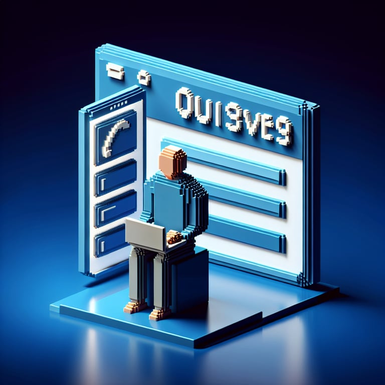 Artistic 3D voxel illustrating survey rating scale flow