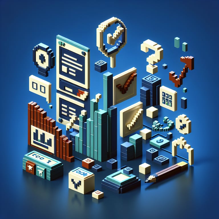Artistic 3D voxel representing client feedback questionnaire