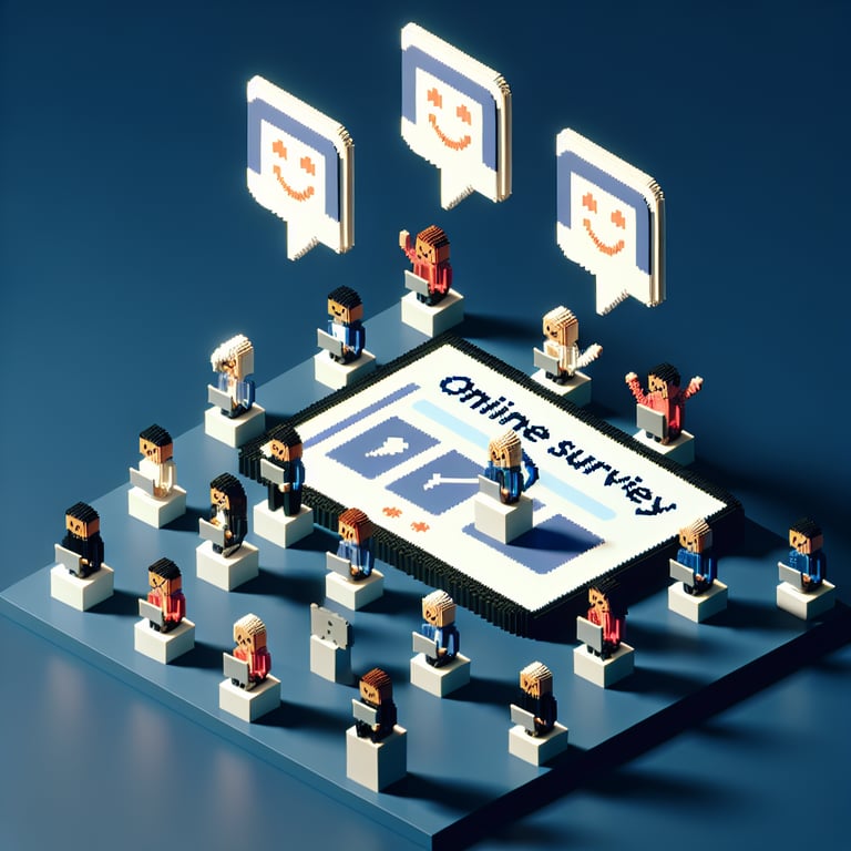Artistic 3D voxel of digital survey interface conveying end user insights