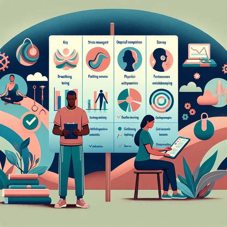 Illustration of critical topics explored through Stress Management survey questions.