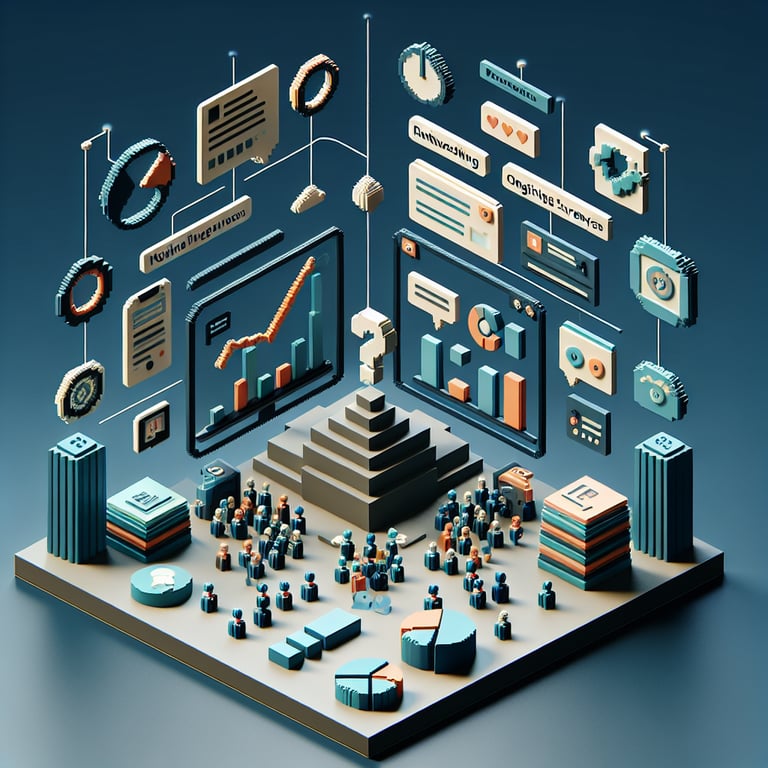 A creative 3D voxel design depicting digital networking event feedback collection