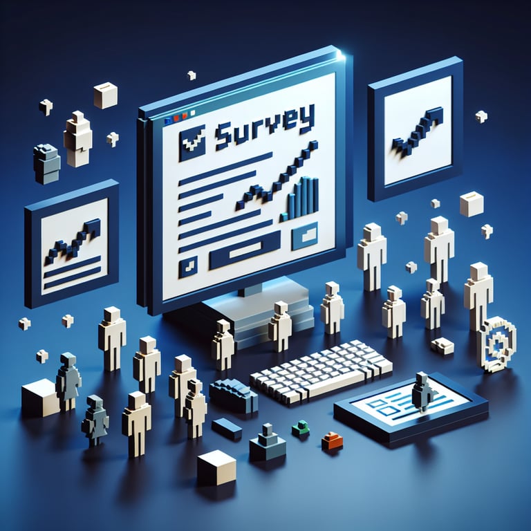 Artistic 3D voxel art illustrating developmental leadership poll