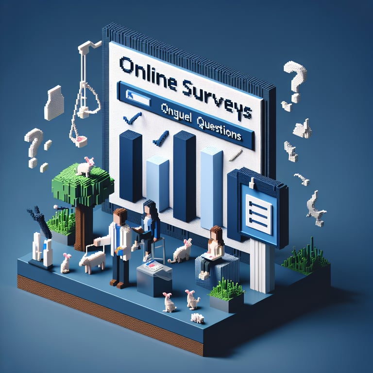 Artistic 3D voxel model of animal welfare survey interface