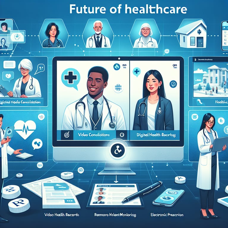 Infographic of Telehealth for Providers survey questions highlighting future healthcare topics.