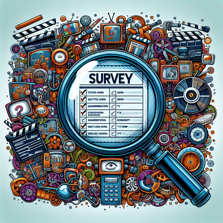 Illustration of TV Show Survey survey questions highlighting relevant topics for today's viewers.