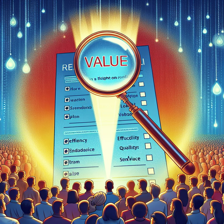 Illustration highlighting key topics for creating effective Value survey questions.