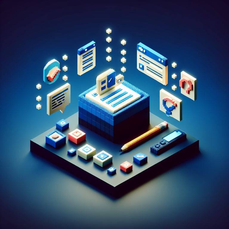 3D voxel art depiction of online surveys, symbolizing Annenberg Civics Knowledge Survey.