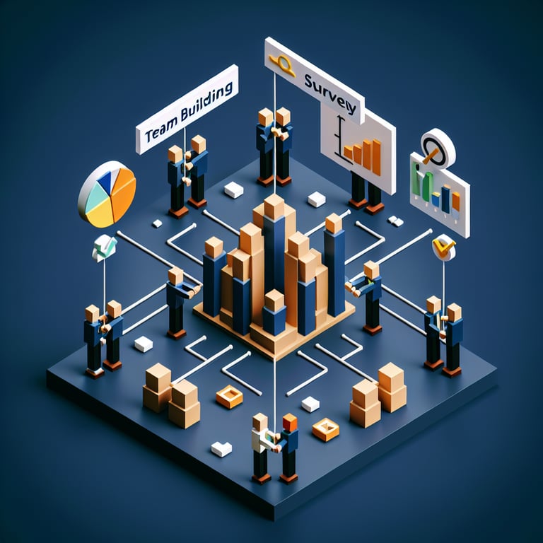 Artistic 3D voxel depicting collaborative survey insights