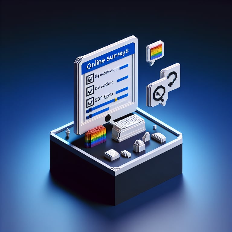 Creative 3D voxel illustration of queer rights questionnaire