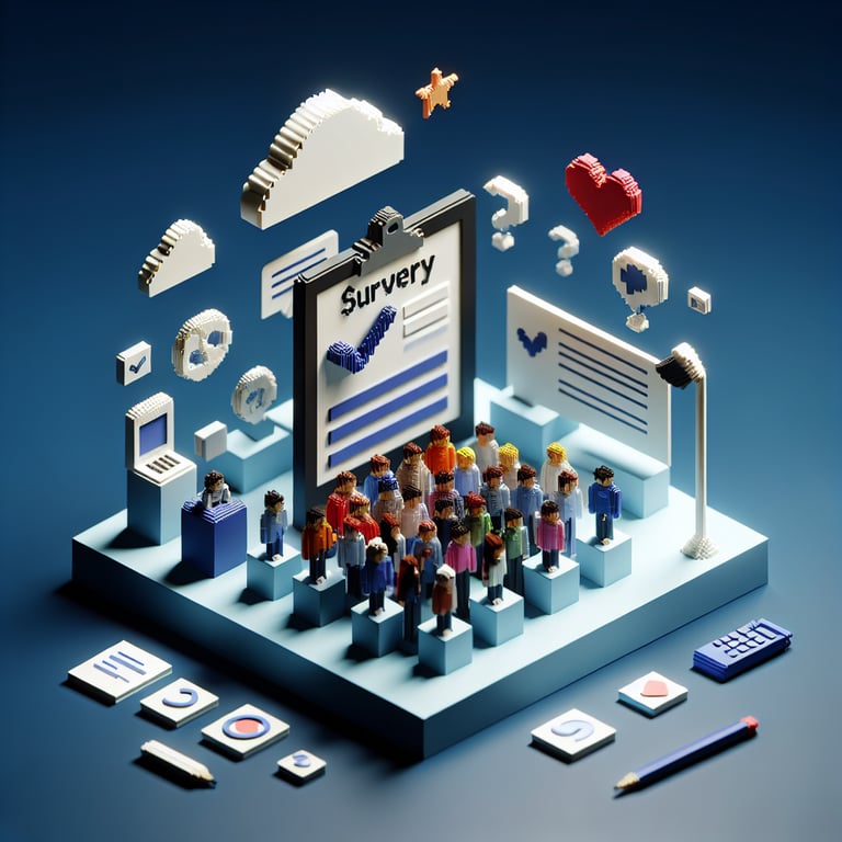 Artistic 3D voxel showcasing digital mental wellness survey for students