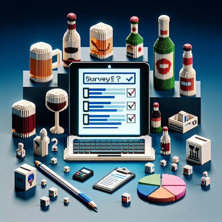 3D voxel art featuring an interactive drinking behavior questionnaire