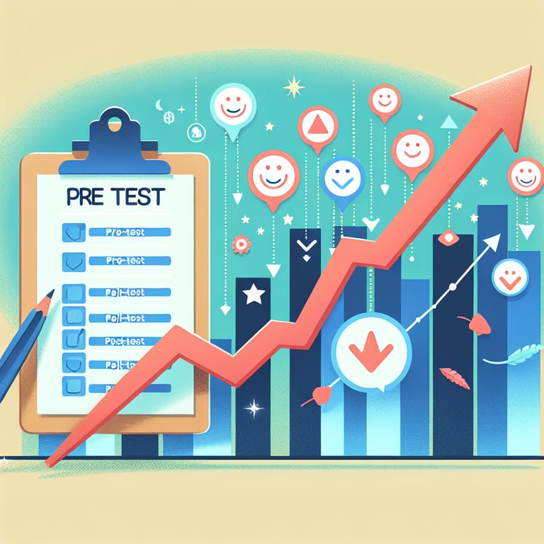 Illustration showing the use of Pre and Post Test survey questions for maximum impact.