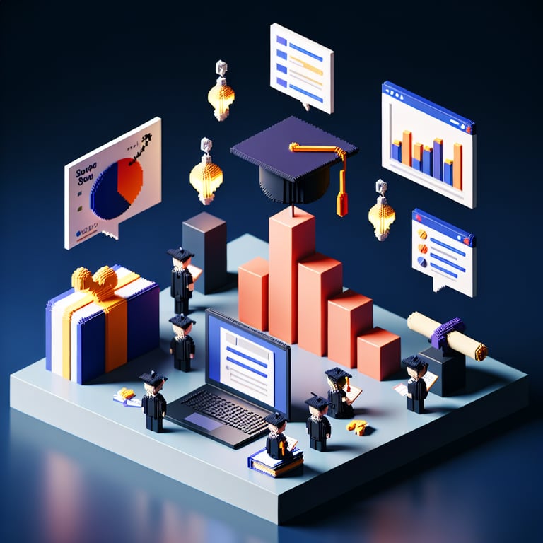 Artistic 3D voxel visualization of measuring educational attainment