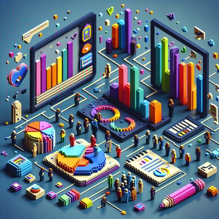 Artistic 3D voxel illustrating student questionnaire design