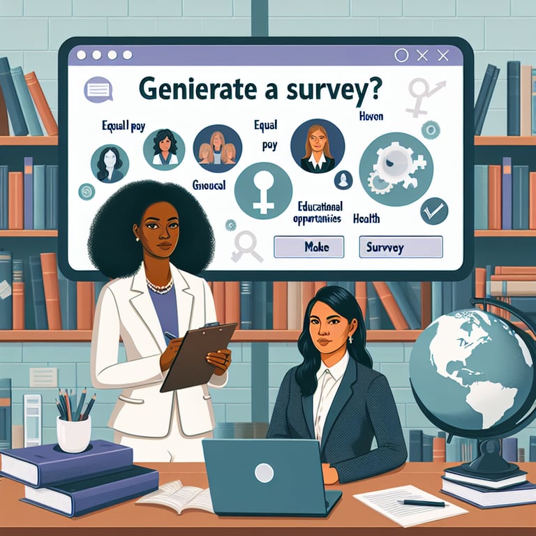 Illustration of key topics for Women's Issues survey questions to stay relevant