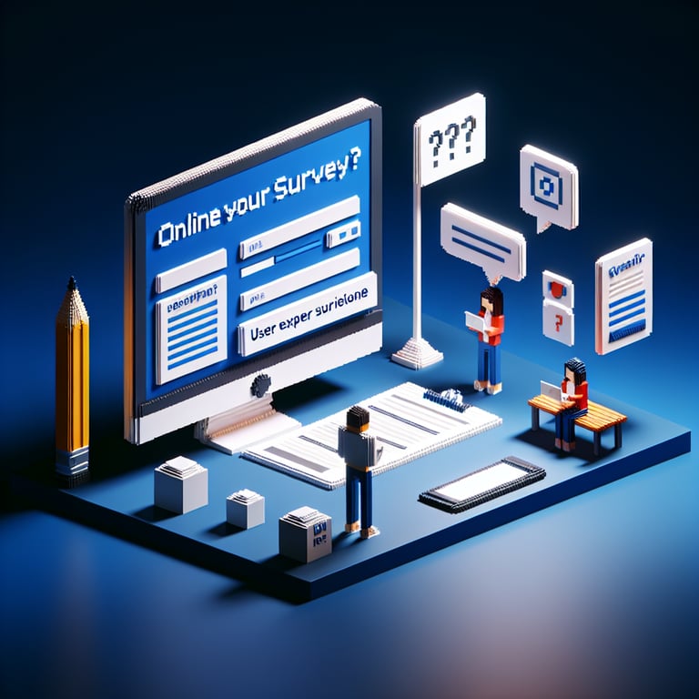 3D voxel representation of digital questionnaire elements guiding UX feedback