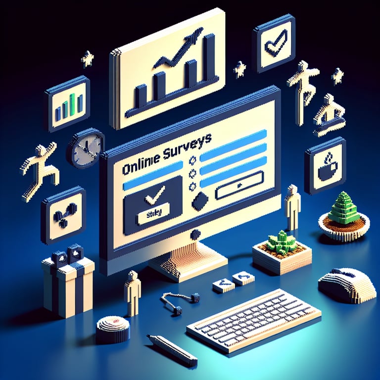 Artistic 3D voxel of a wellness survey template model