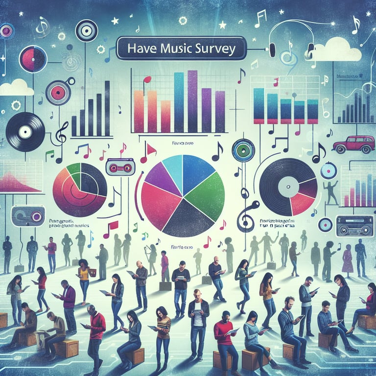 Illustration depicting the concept of using Music Survey survey questions to unlock musical preferences.